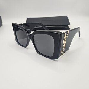 Saint Laurent YSL Monogram Rectangular Sunglasses - Black
